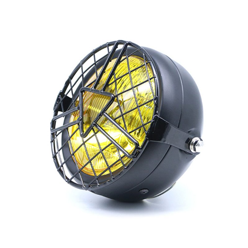 12v 35w 6.3-palcové Univerzálne Motocyklové Svetlomety Namontujte Mriežku Hlavného Svetlometu Žltý/biely Kryt Retro Vintage Držiak