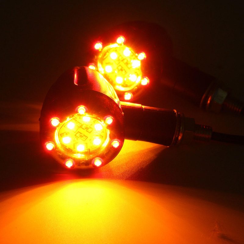 4x Univerzálne Led Svetlo Jantárové + Červené Pre Motocykle Zadné Smerové Brzdové Svetlá Bežiace