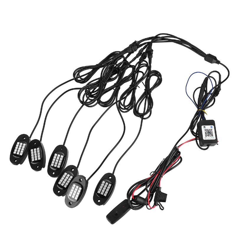 6-v-1 Rgb Led Rock Light Fender Underbody Atmosphere Lamp Remote Bluetooth App