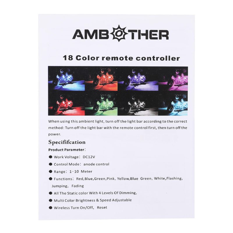 Ambother 12v 12ks 18 Farebných Rgb Led Rock Effect Svetlo Vodotesná Súprava Hlasové Diaľkové Ovládanie Pre Motocykle A
