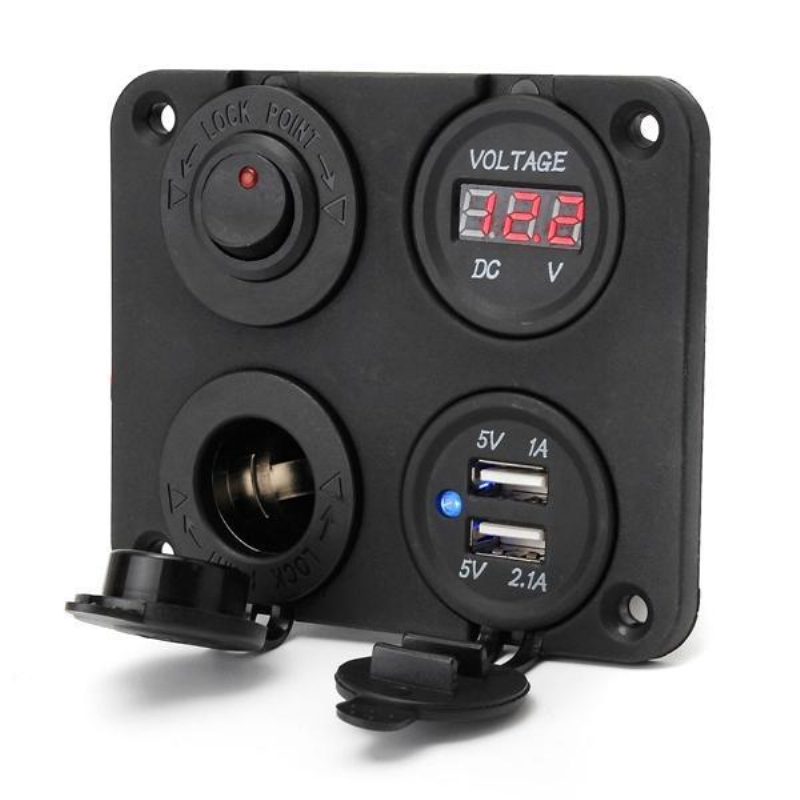 Dual Usb Adaptér Nabíjacie Zásuvky A Digitálny Voltmeter A Prepínací Panel