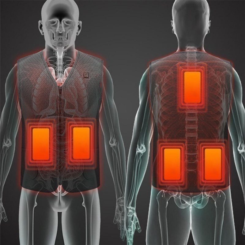 Elektrická Vesta Vyhrievaná Látková Bunda Usb Termálna Podložka Body Warmer Khaki
