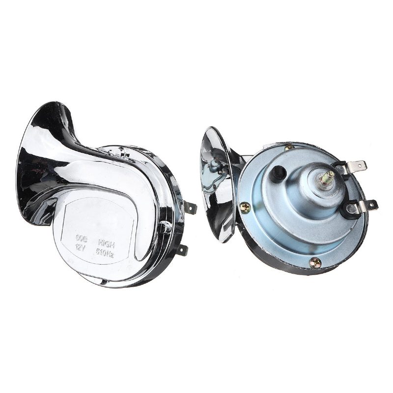 Pár 12v 110db Chrome Dual Tone Air Snail Horn Pre Auto Van Motocykel Univerzálny