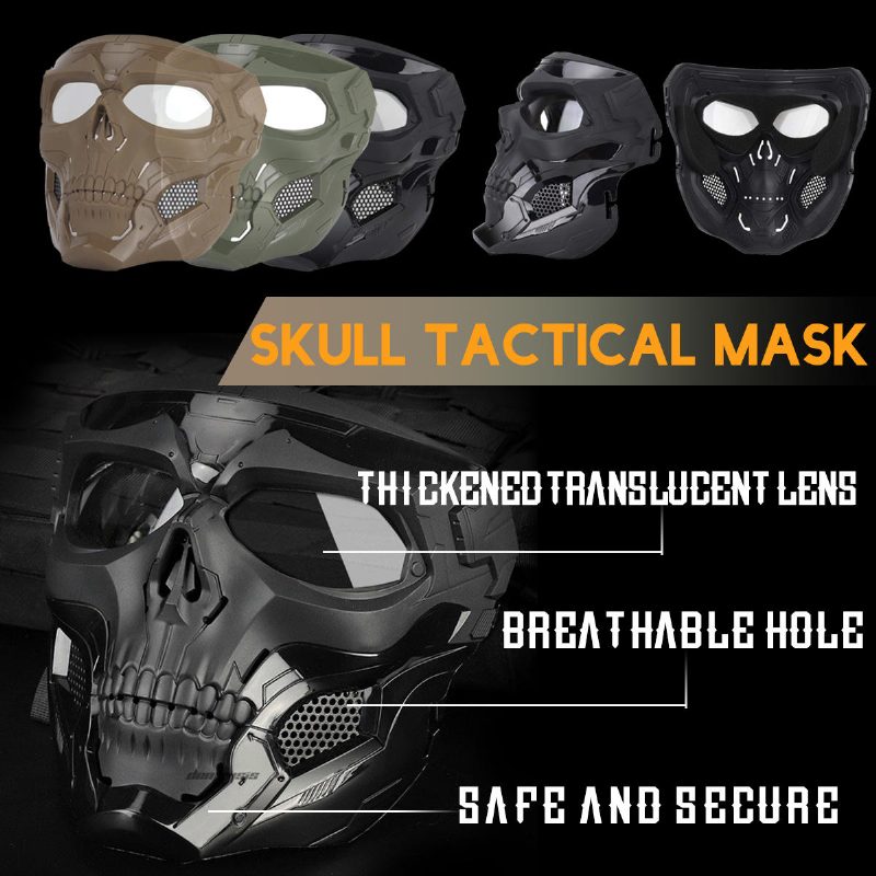 Wosport Skull Airsoft Paintballová Maska Celotvárová Taktická Na Halloween