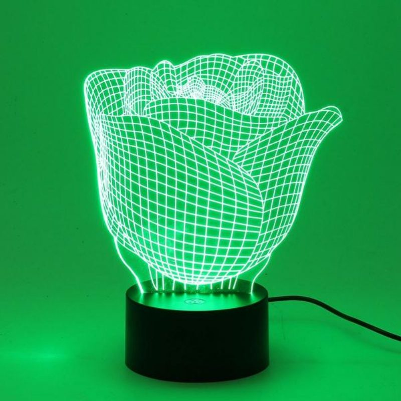 3d Illuminated Illusion Color Meniace Rose Led Stolové Nočné Svetlo