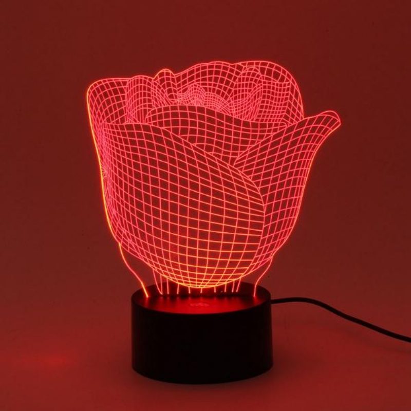 3d Illuminated Illusion Color Meniace Rose Led Stolové Nočné Svetlo