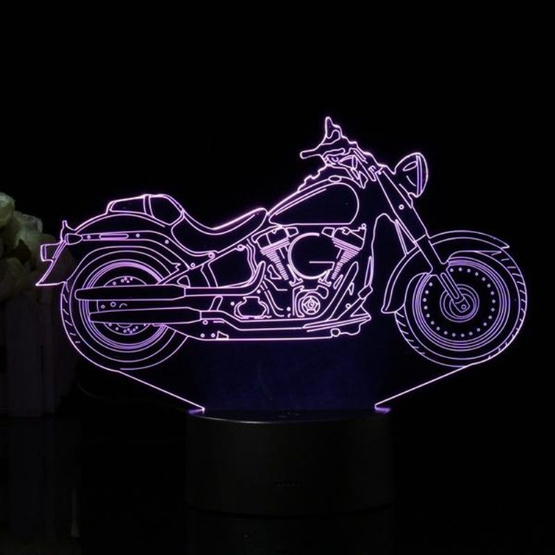 3d Illusion Motocykel Led Stolná Lampa 7 Zmena Farby Dotykový Spínač Nočné Svetlo