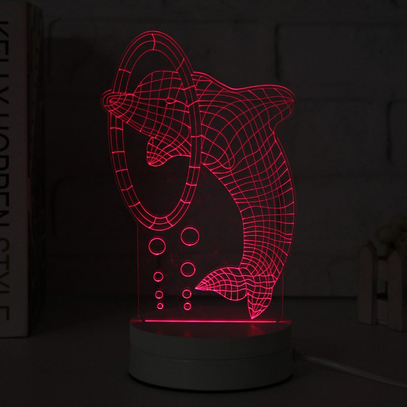 3d Viacfarebná Led Nočná Lampa So Vzorom Delfína S Vypínačom Home Party Decor 220v