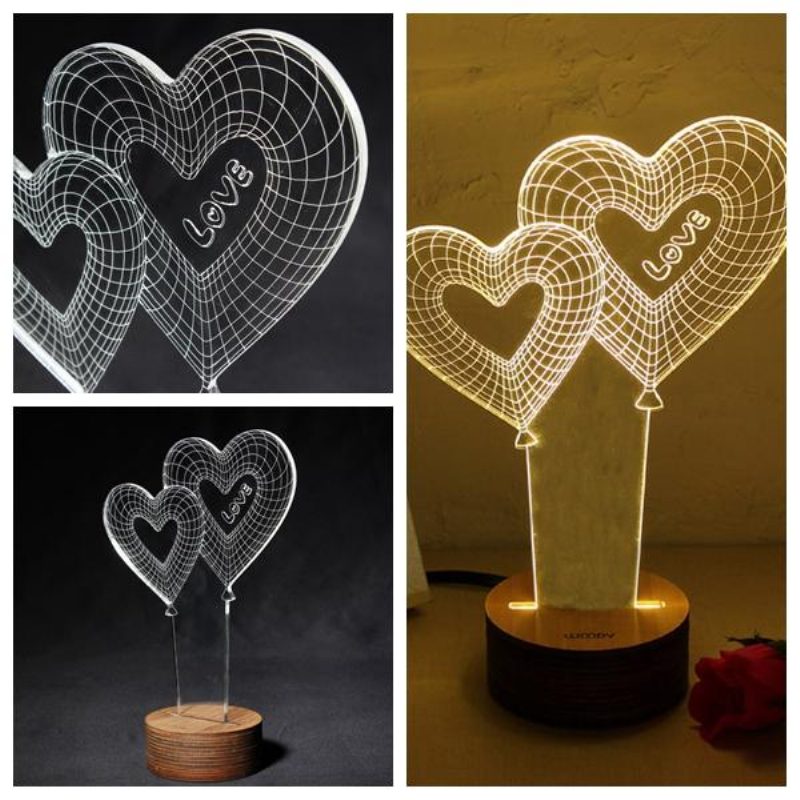 3d Vizuálne Led Nočné Svetlo Na Malý Stolík Na Sviatočného Valentína