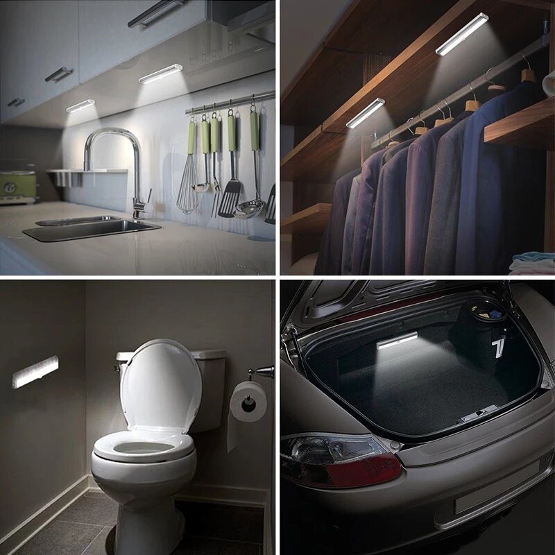 6/10 Led Pir Led Svetlo Pohybového Senzora Skriňa Lampička Na Posteľ Led Pod Skrinkou Nočné Do Šatníka Schody Kuchyňa