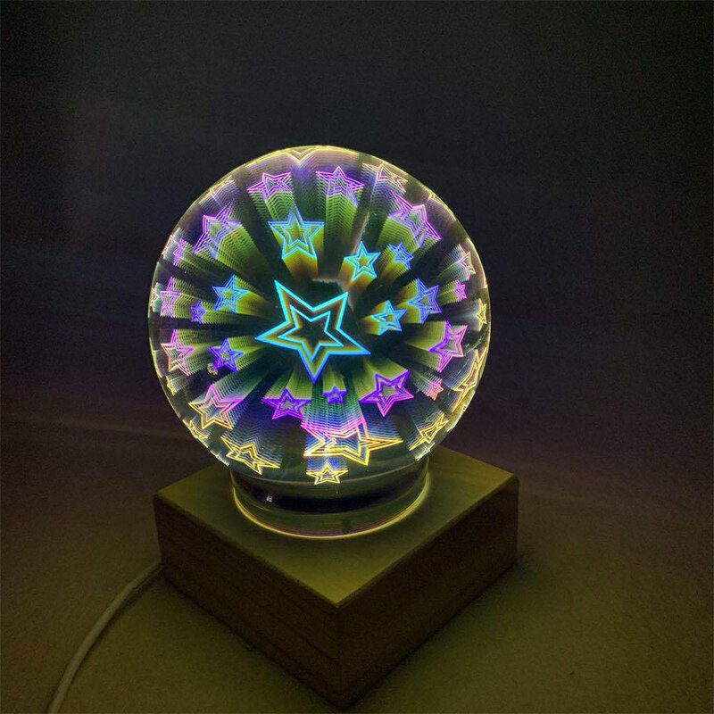 Drevená Farebná 3d Magická Guľová Projekčná Lampa Usb Napájanie Nočné Svetlo Na Vianočné Ozdoby Svetlá Vianočný Darček