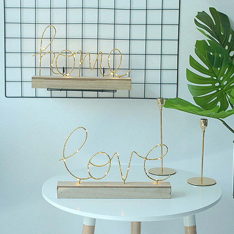 Drevené Mini Led Nočné Svetlo Home Love Stolná Listová Lampa Party Dekor