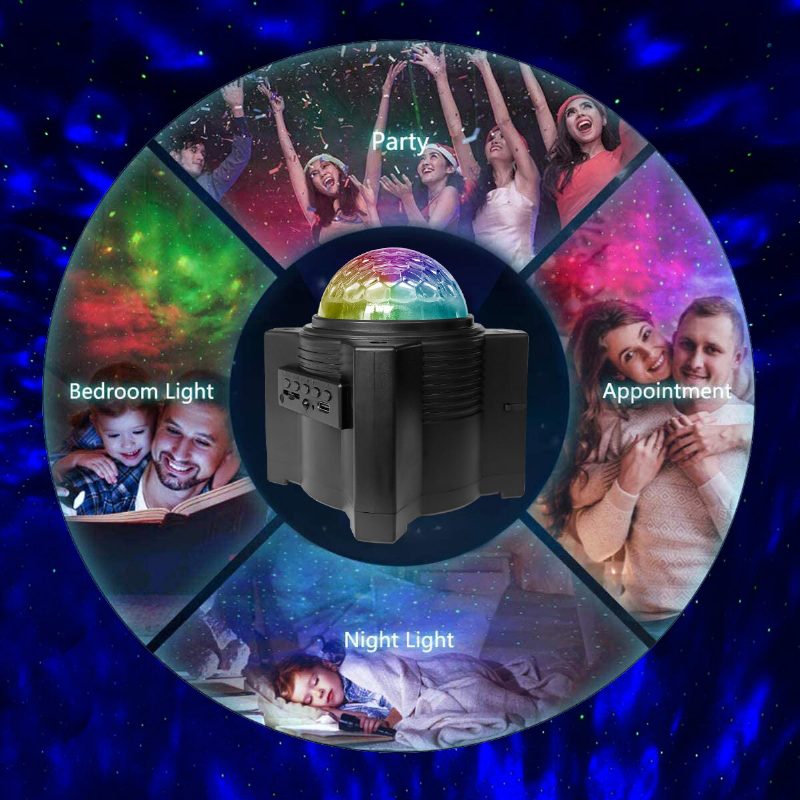 Led Galaxy Projector Nebula Night Light Náladová Lampa S Diaľkovým Ovládaním S Bluetooth Reproduktorom Pre Deti A Dospelých Dekorácia Spálne/párty/domácej Atmosféry