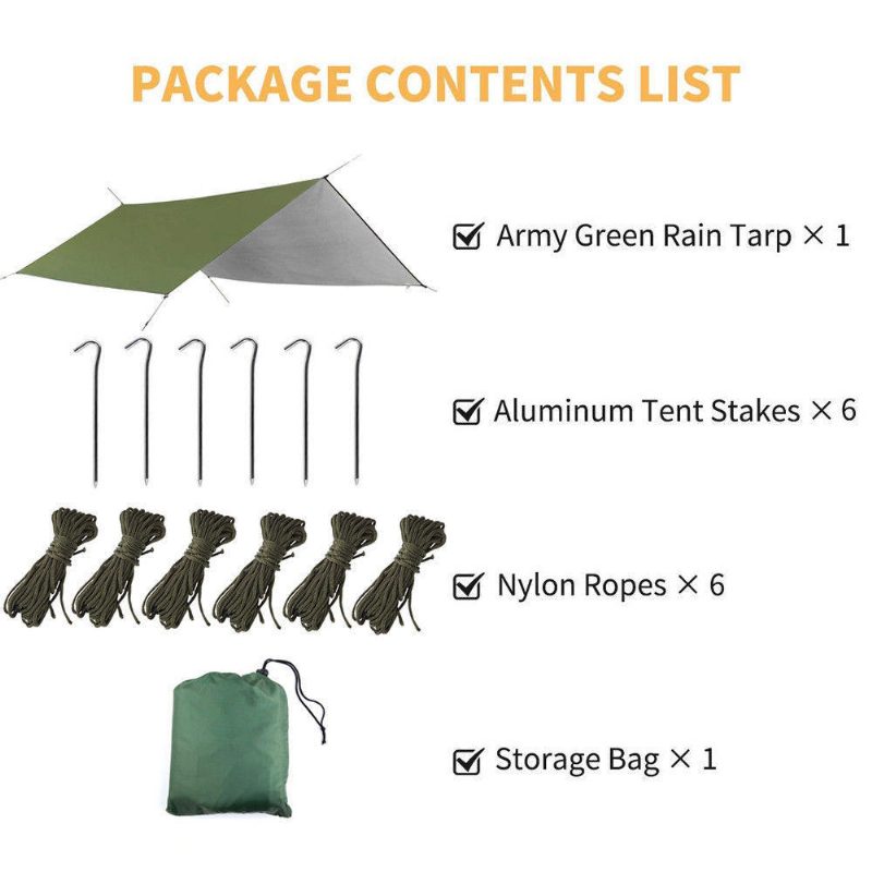 160x200cm/300x300cm 210t Prenosná Ľahká Vonkajšia Markíza Camping Stan Tarp Shelter Hojdacia Sieť Kryt Vodotesný Slnečník S Taškou