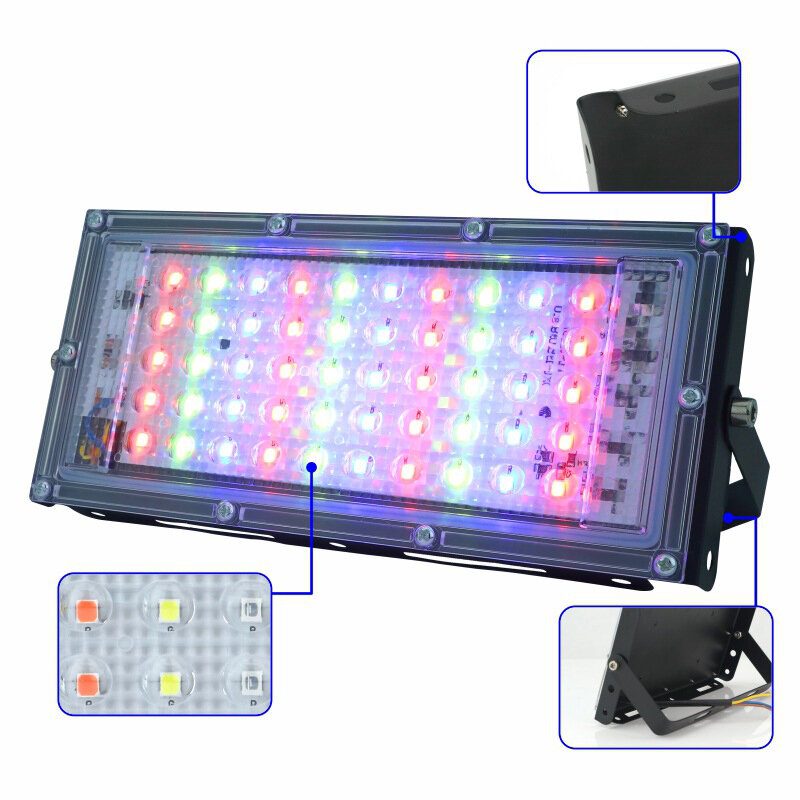 50w Rgb Led Reflektor Ac 220v 230v 240v Vonkajšie Svetlomet Bodové Svetlo Ip65 Vodotesné Led Pouličné Svietidlo Osvetlenie Krajiny