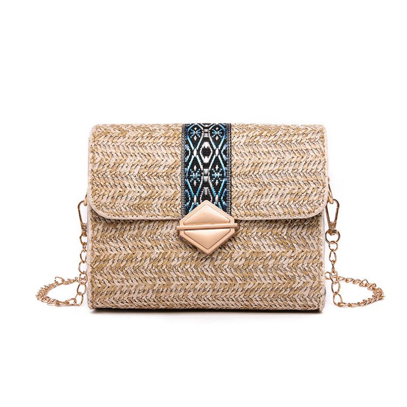 Dámska Letná Plážová Slamená Taška Bohemian Crossbody Messenger Na Rameno
