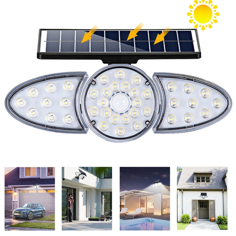 Led Solárne Nástenné Svetlo S Nastaviteľnou Hlavou Ip65 Vodotesné Super Jasné Telesné Senzorové Bodové Pre Vonkajší Záhradný Dvor