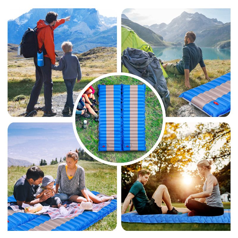 Sgodde Nafukovacia Spacia Podložka Skladacia Prenosná Vodotesná Spojovacia Vzduchová Matraca Camping Travel Beach