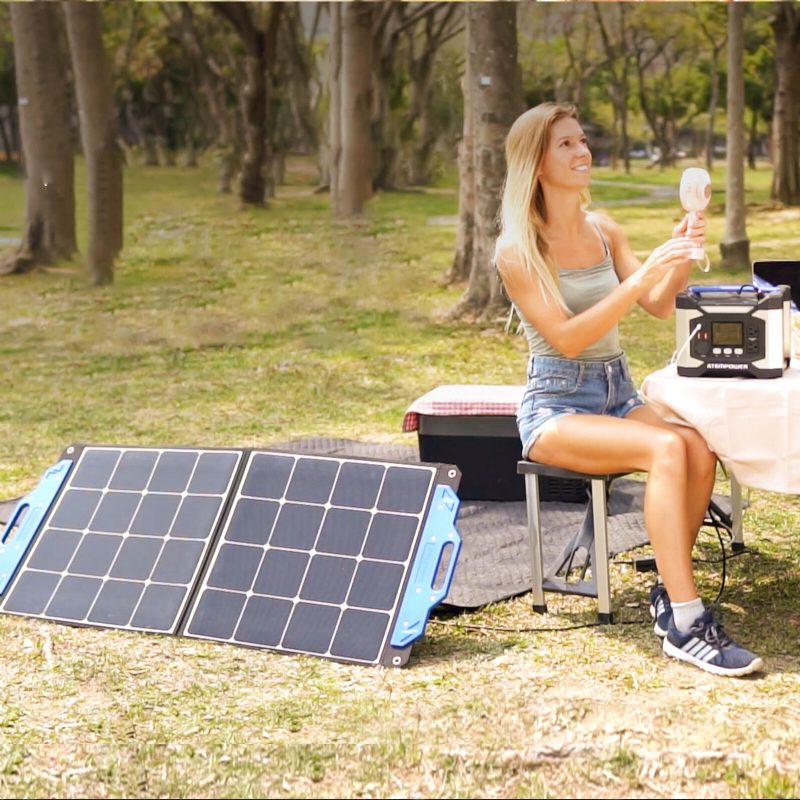 Us Direct Atem Power Ap-spsp-ufa 100w Prenosný Solárny Panel Monokryštalické Solárne Články Skladací Kufor Solárna Nabíjačka Kompatibilná S Generátormi Elektráreň Pre Rv Vonkajšie Kempingy
