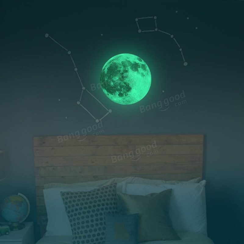 30 cm Farebné Samolepky Na Stenu S Veľkým Mesiacom Odnímateľné Svietiace V Tme Home Decor