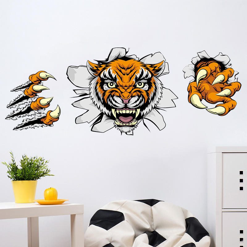 Kreatívna Spoločnosť Dekorácie Do Kancelárie Nálepky Na Stenu Domineering 3d Tiger Broken Wall 30* 90cm