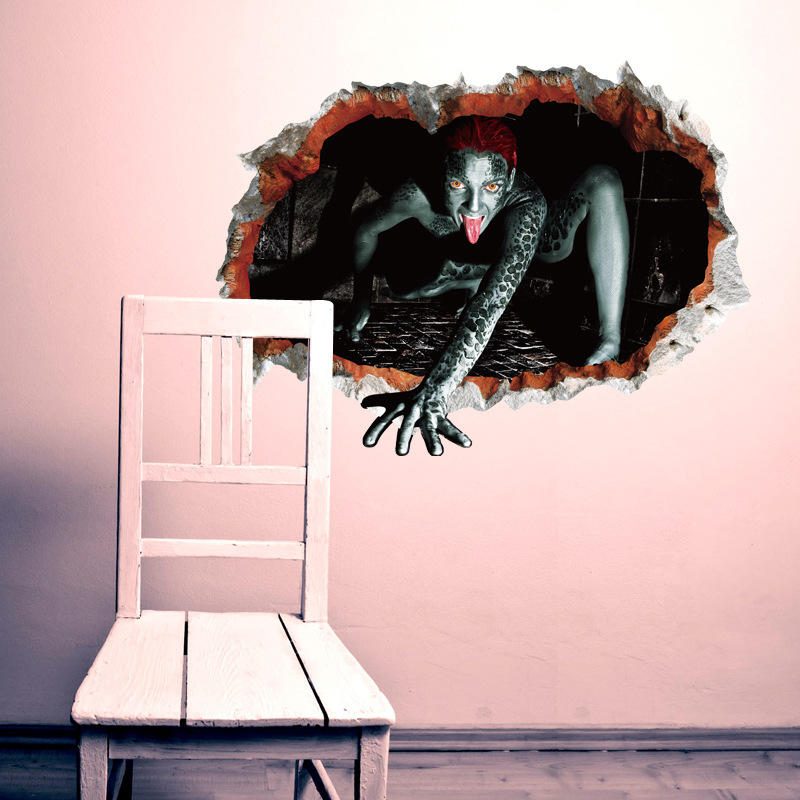Miico Halloween Nálepka Na Stenu Dievča Ghost Nálepky Na Zlomenú Breaking Wall