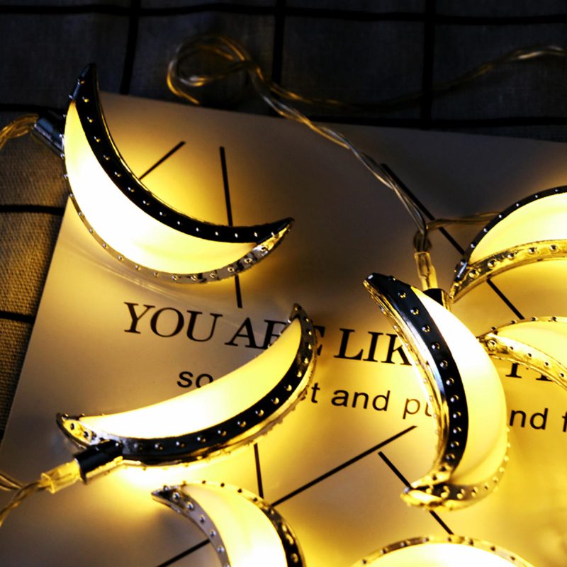 10ks Led Deluxe Ramadánových Nočných Svetiel Eid String Light Moon Dekorácie