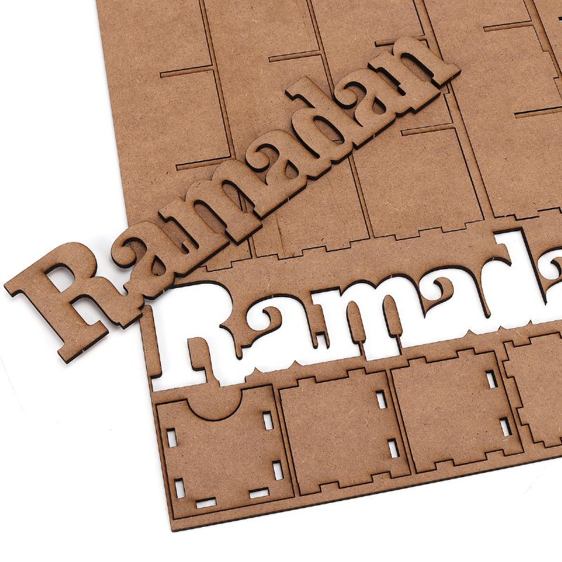 Ramadán Adventný Kalendár Diy Domáca Zásuvka 30 Mriežok Mdf Stojan Rack Dekorácie