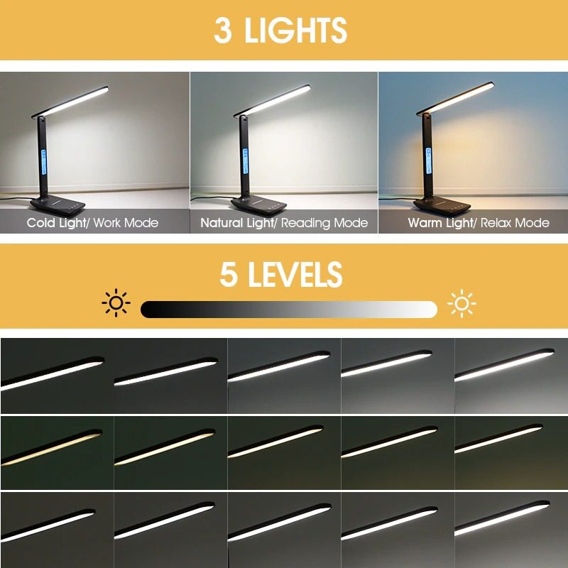 Stolná Led Lampa S 10w Qi Rýchlou Bezdrôtovou Nabíjačkou