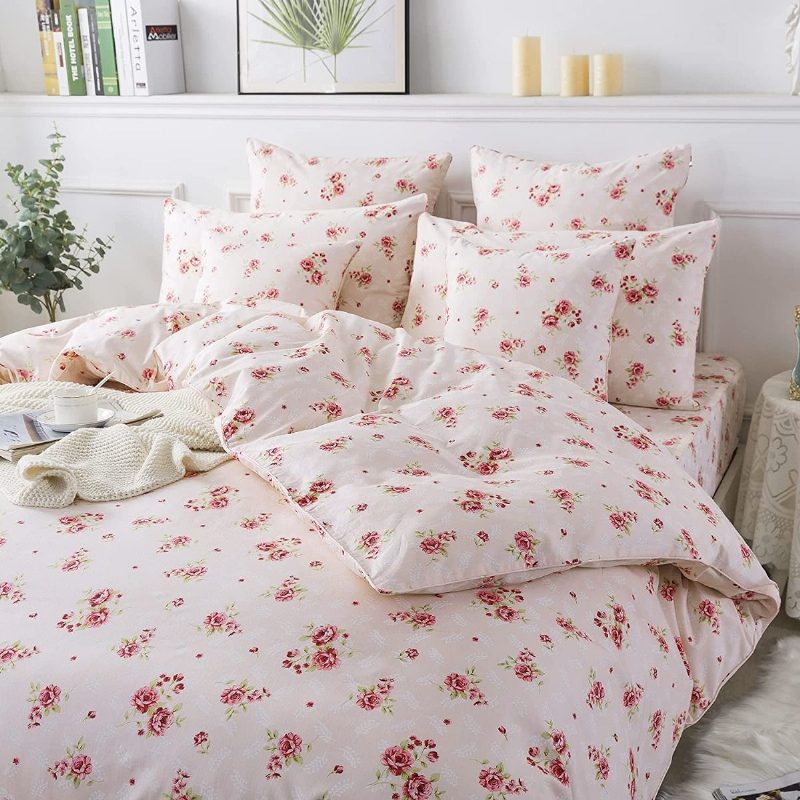 3 Ks Romantická Ruža Kvetinová Súprava Obliečky Na Perinu Elegantná Vintage Dievčenská Posteľná Bielizeň Z Farmy 100% Bavlna Shabby Na Prikrývku So Zapínaním Na Zips