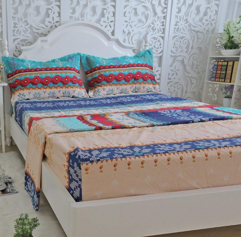 4 Ks Boho Súprava Posteľnej Bielizne S Potlačou Snehových Vločiek