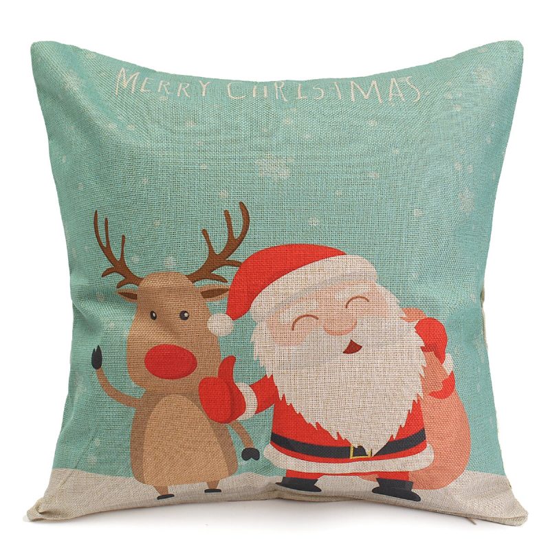 45x45cm Vianočná Móda Bavlnená Obliečka Na Vankúšik Santa Claus Snehuliak Darček Home Decor