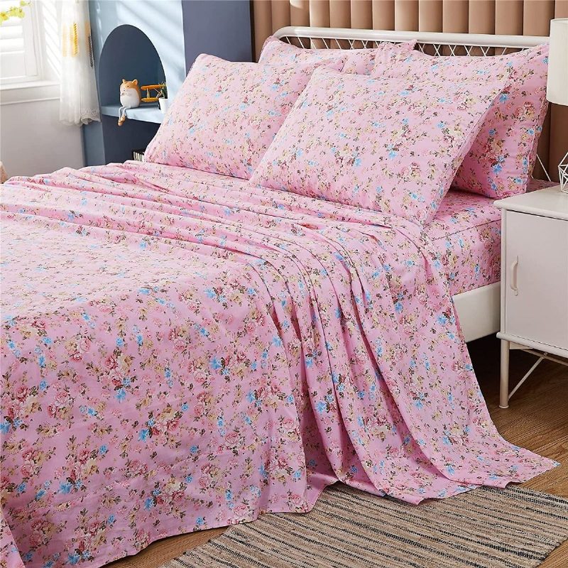 4ks Farmhouse Shabby Kvetinová Súprava Posteľnej Bielizne 100% Bavlna Elegantná Dievčenská Posteľná Bielizeň S Kvetinovým Vzorom Ruže S Prestieradlom S Hlbokým Vreckom