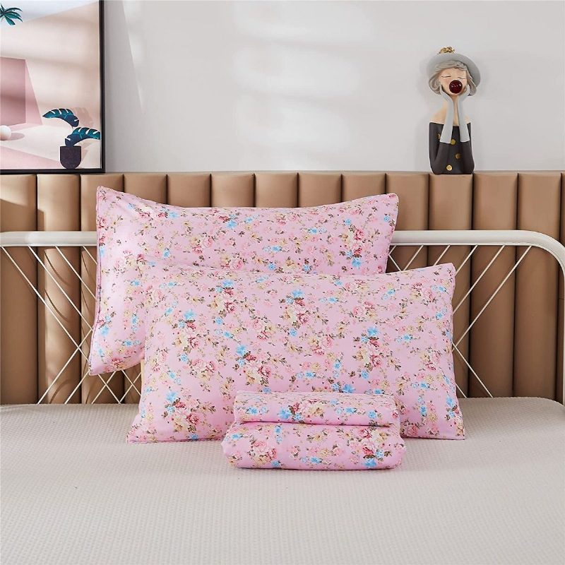 4ks Farmhouse Shabby Kvetinová Súprava Posteľnej Bielizne 100% Bavlna Elegantná Dievčenská Posteľná Bielizeň S Kvetinovým Vzorom Ruže S Prestieradlom S Hlbokým Vreckom