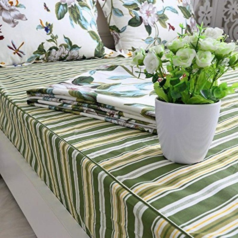 4ks Vintage Green Leaves Súprava Obliečok Na Prikrývku S Kvetinovou Potlačou A Priliehavou Plachtou