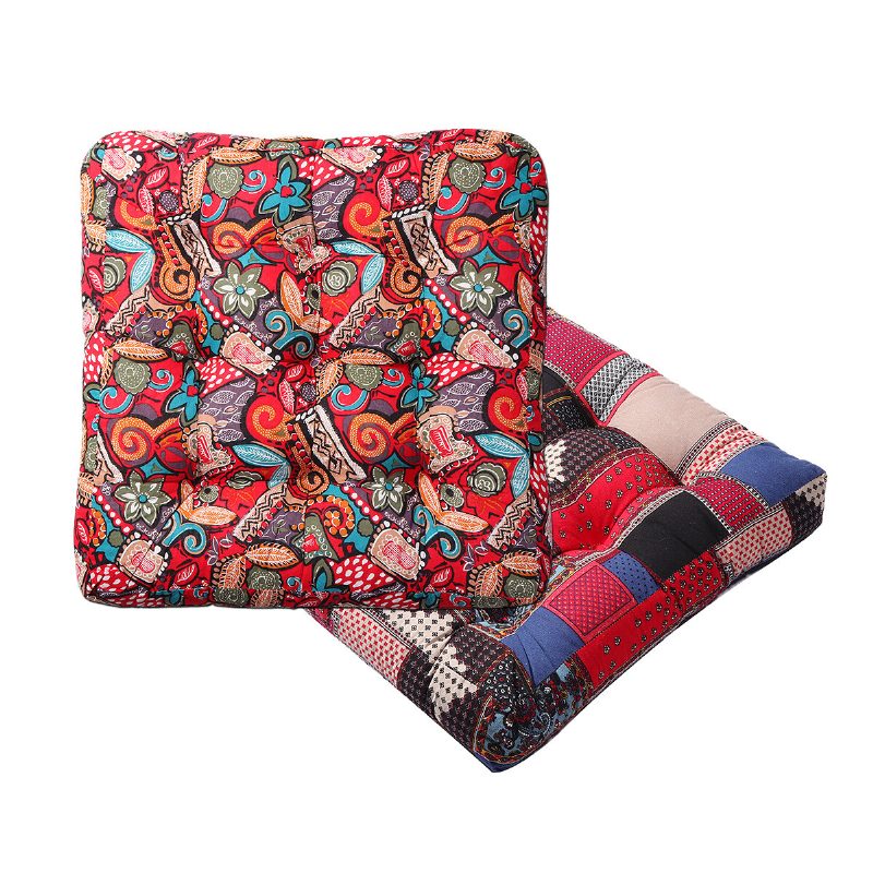 55 X 55 X 10 cm Štvorcový Vankúš Tatami Bavlna Ľan Podlaha Stolička Sedacia Podložka