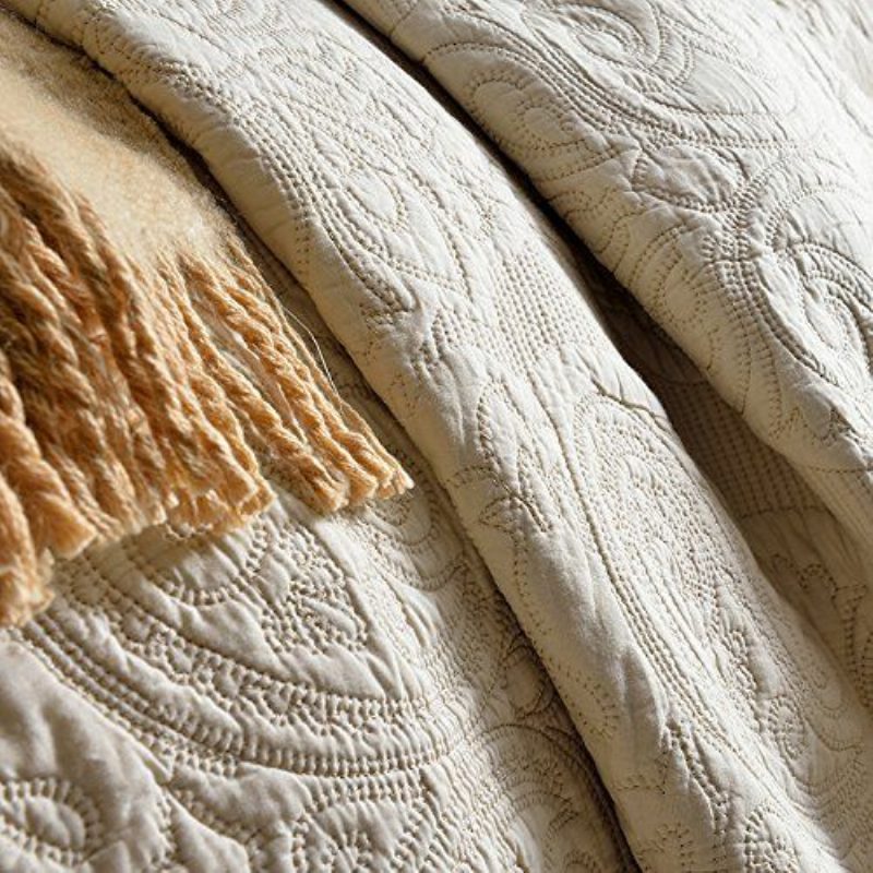 Béžová Vintage Kvetinová Súprava Prikrývok Na Posteľ Queen (béžová Paisley)