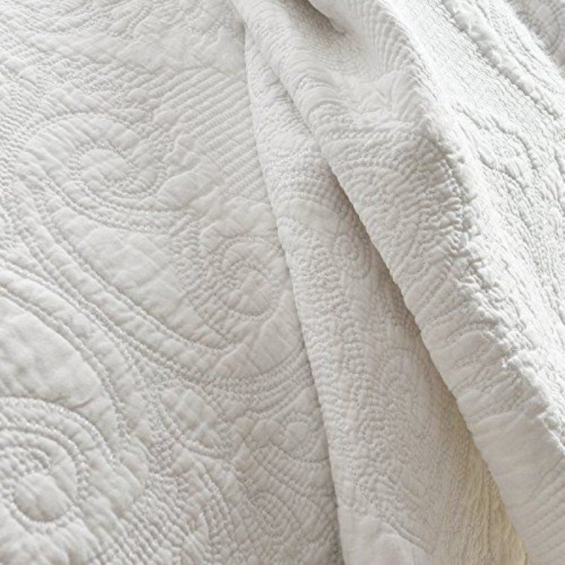 Biela Vintage Kvetinová Súprava Prikrývok Na Posteľ Queen (white Paisley)