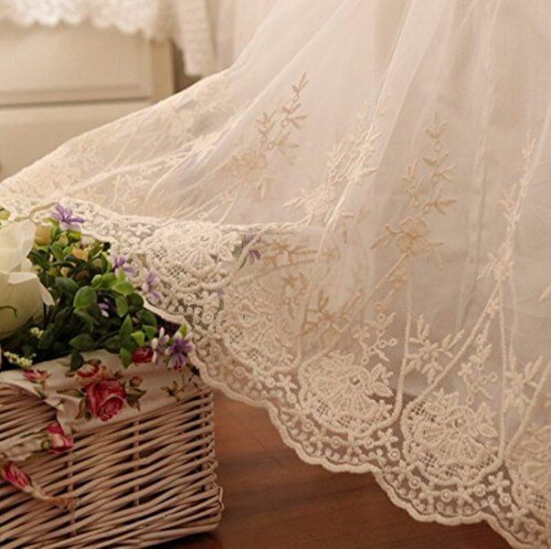 Čipkovaná Spodná Sukňa Off White Dievčenské Posteľné Prikrývky Farmhouse 100% Bavlna Prachové Volánikové Sukne
