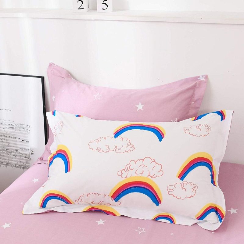 Detská Posteľná Bielizeň So Vzorom Rainbow Cloud 3 Ks 100% Bavlna Dievčenské Magical Stars Ružová Súprava Obliečok Na Prikrývku