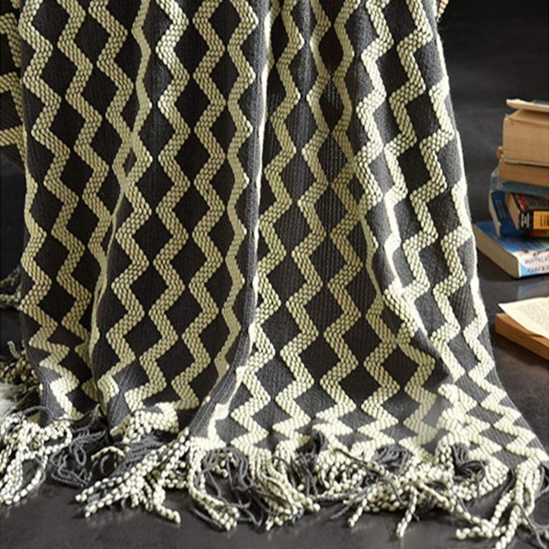 Elegantná Pletená Prikrývka So Strapcami Moderná Geometrická Ľahká Dekoratívna Deka Na Pohovku Kreslo Pohovka Obývacia Izba