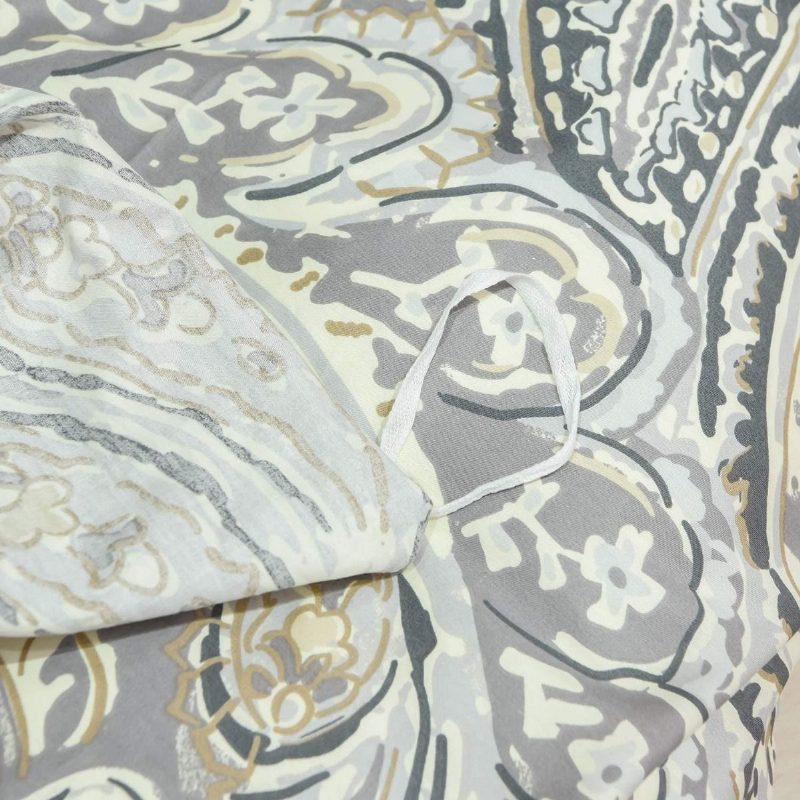 Luxusné Obliečky Zo 100 % Bavlny Paisley 3 Ks Elegantná Sivá Súprava Obliečok Na Paplón So Zapínaním Na Zips