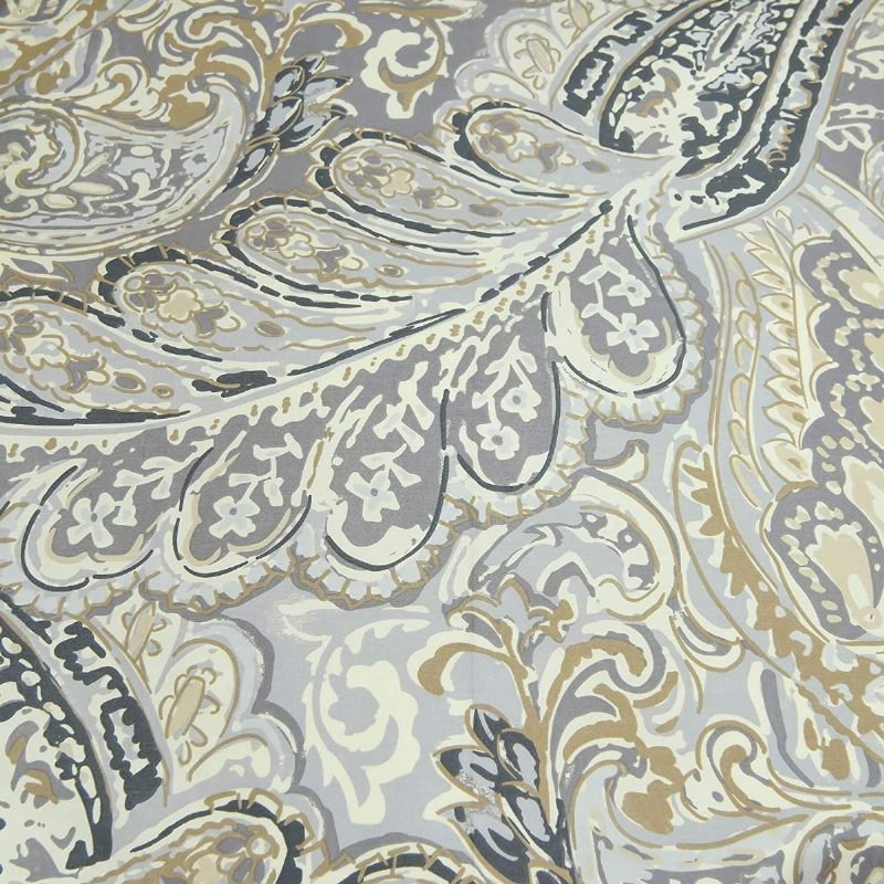 Luxusné Obliečky Zo 100 % Bavlny Paisley 3 Ks Elegantná Sivá Súprava Obliečok Na Paplón So Zapínaním Na Zips