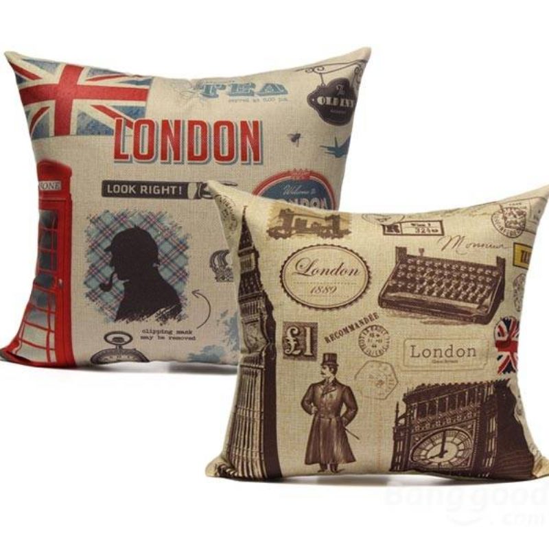 Obliečka Na Vankúš Z Bavlneného Plátna V Retro Britskom Štýle