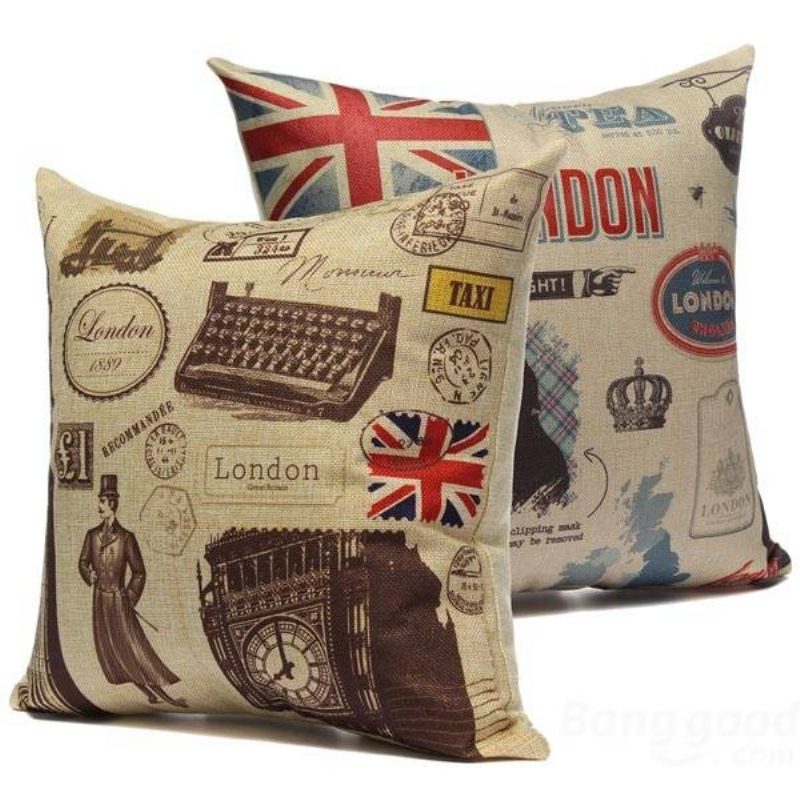 Obliečka Na Vankúš Z Bavlneného Plátna V Retro Britskom Štýle