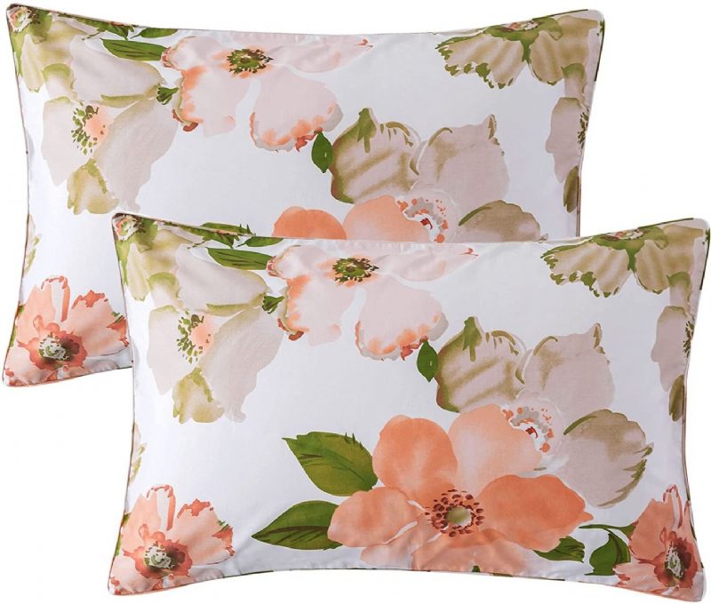 Ošúchaná Pomarančová Súprava Prestieradiel Na Kvety Vintage Farmhouse Elegantná Kvetinová Posteľnej Bielizne 100% Bavlna Ultra Mäkká Hypoalergénna Plachta S Hlbokým Vreckom 4ks