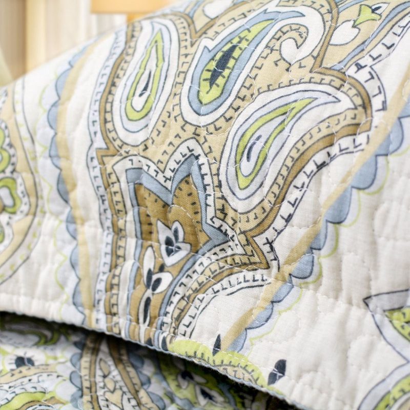 Posteľná Súprava S Potlačou Green Paisley Luxusná Nadrozmerná Prikrývok Queen Jemná Bavlna Romantické Prehozy Na Posteľ Size