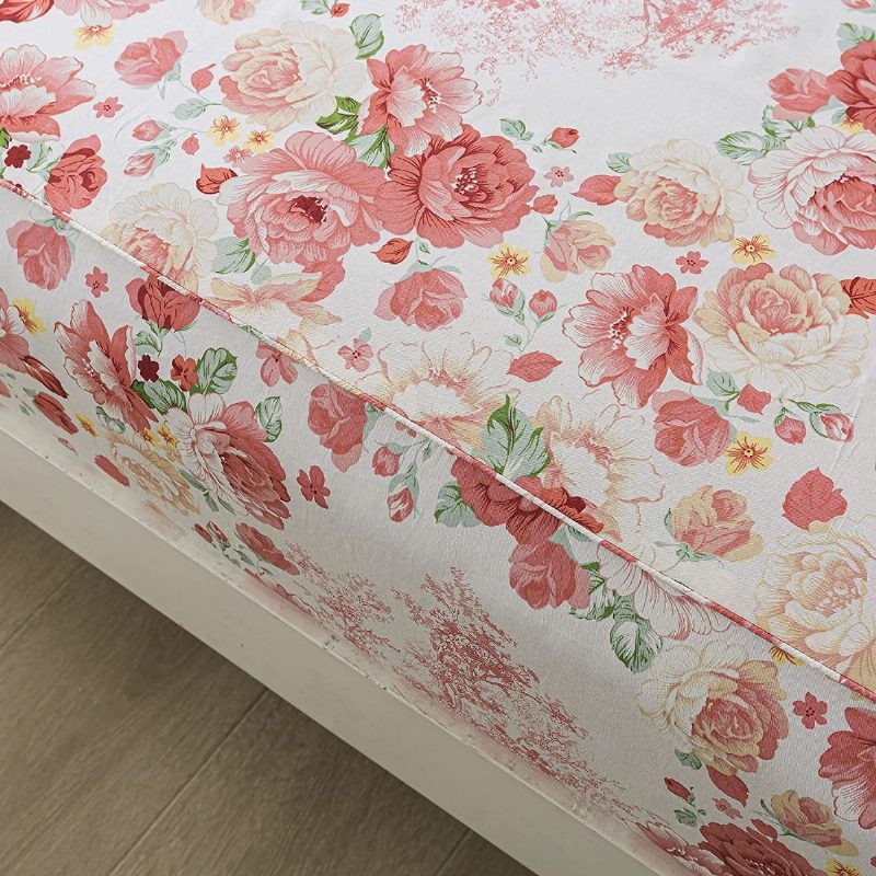 Romantická Pivónia Kvetinová Súprava Posteľnej Bielizne Vintage Farma Elegantná Záhradná Posteľná 100% Bavlna Ultra Mäkká Hypoalergénna Plachta S Hlbokým Vreckom 4 Ks