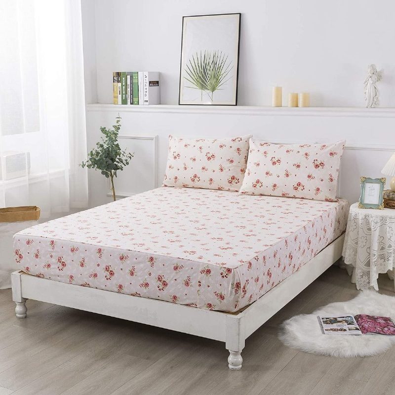 Sada 4 Ks Romantická Ruža S Kvetinovými Obliečkami Elegantná Vintage Dievčenská Posteľná Bielizeň Z Farmy 100 % Bavlna Shabby Kvetinová Obliečka S Hlbokým Vreckom