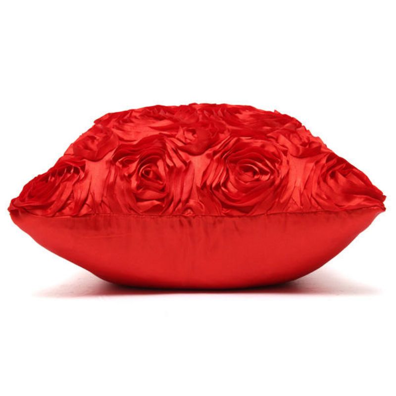 Saténové 3d Ruža Flower Square Obliečky Na Vankúše Domáca Pohovka Svadobná Dekorácia Obliečka Na Vankúš